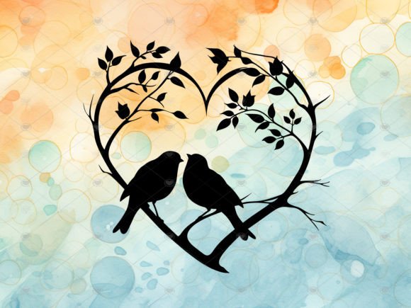 Download Two Love Birds Decal Silhouette PNG SVG - Silhouette Collection