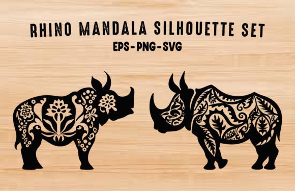Download Rhino Mandala Vector Silhouette Clipart - Silhouette Collection