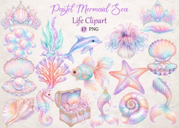 Download Pastel Mermaid Sea Life Clipart - Pastel Collection