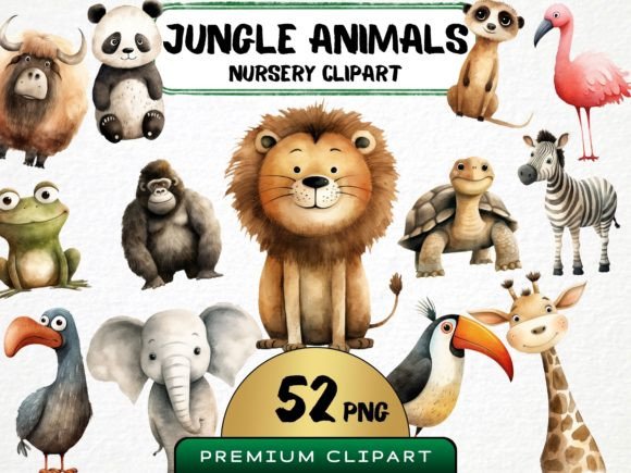 Download Nursery Jungle Animals Clipart Bundle - Jungle animals clipart Collection