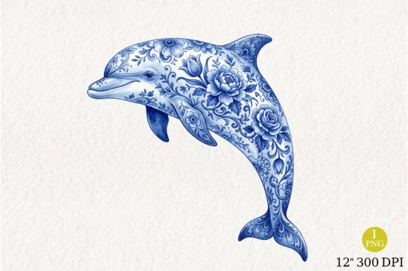 Download Blue and White Dolphin PNG - White Collection