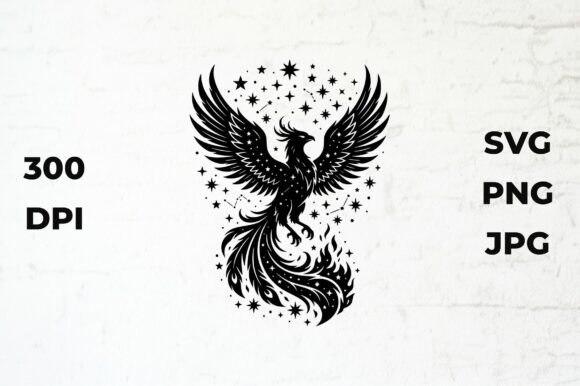 Download Phoenix Silhouette with Starry Backdrop - Silhouette Collection
