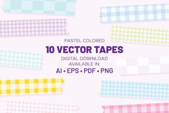 Download Pastel Colored Digital Washi Tape - Pastel Collection