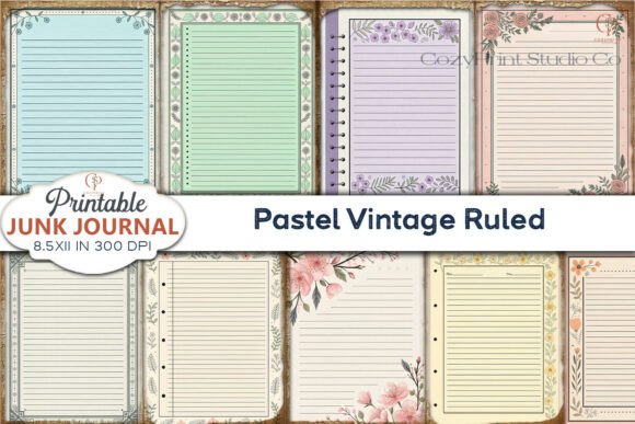 Download Pastel Vintage Ruled Junk Journal Pages - Premium Resources