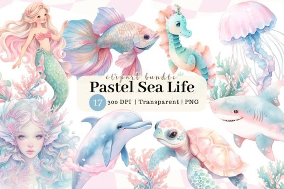Download Pastel Sea Life Watercolor Clipart - Pastel Collection