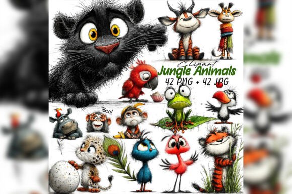 Download Whimsical Baby Jungle Animals Clipart - Jungle animals clipart Collection