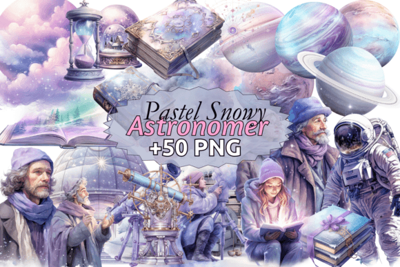 Download Pastel Snowy Astronomer Clipart - Pastel Collection