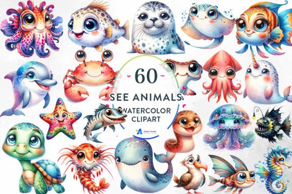 Download 60+ Pastel Sea Animal Watercolor Clipart - Pastel Collection