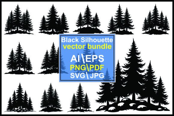 Download Pine Trees Silhouette Clipart Bundle - Silhouette Collection