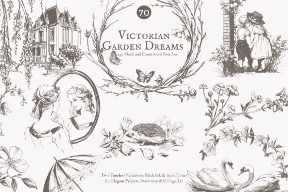 Download Vintage Clipart - Victorian Sketch Set - Sketch Collection