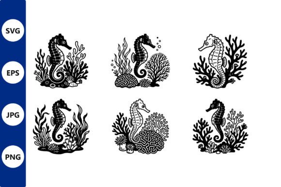 Download Seahorse Silhouettes Coral Vector - Silhouette Collection