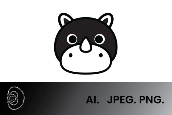 Download Black and White Cute Baby Rhino - White Collection